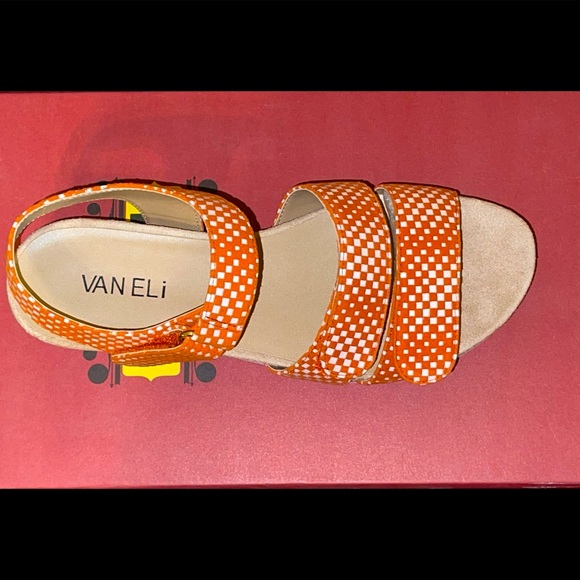 Orange Vaneli polked dotted strap sandals - Picture 2 of 3